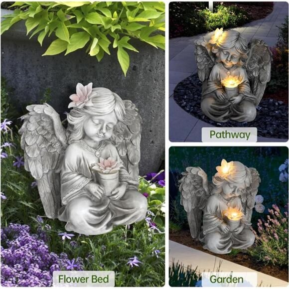 Solar Garden Statue Angel Statue Outdoor Garden Decor Yard - Picture 2 of 7